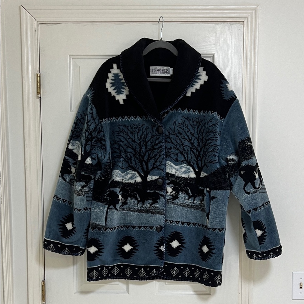 Horse Patterned Fleece Jacket